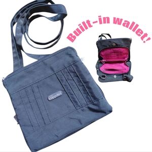 Baggalini Mini Crossbody Bag, Phone Purse, Built In Wallet, Roundabout Bagg
